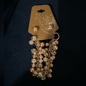 Brand new faux pearl earrings and bracelet set